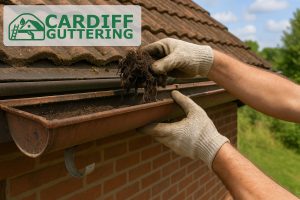 gutter cleaning to remove a build up of dirt from old guttering